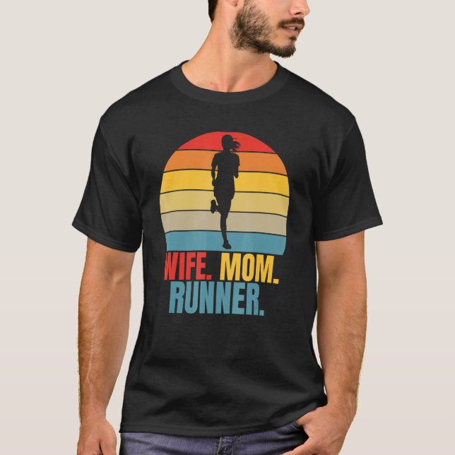 Retro Running Ehefrau Mama Runner T-Shirt (Vorderseite)