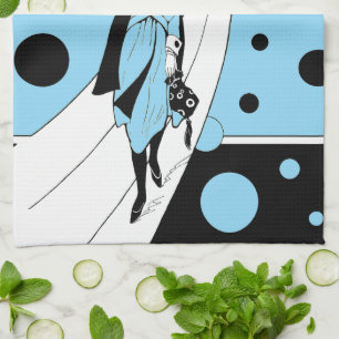 Retro Runway Model, Vintag Art Deco Mode Geschirrtuch