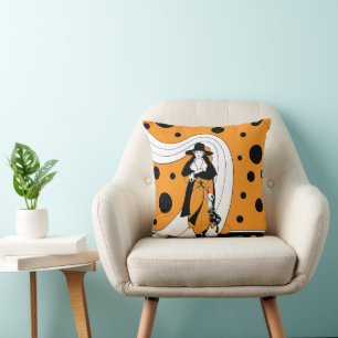 Retro Runway Model, Vintag Art Deco Mode Kissen