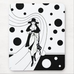 Retro Runway Model, Vintag Art Deco Mode Mousepad