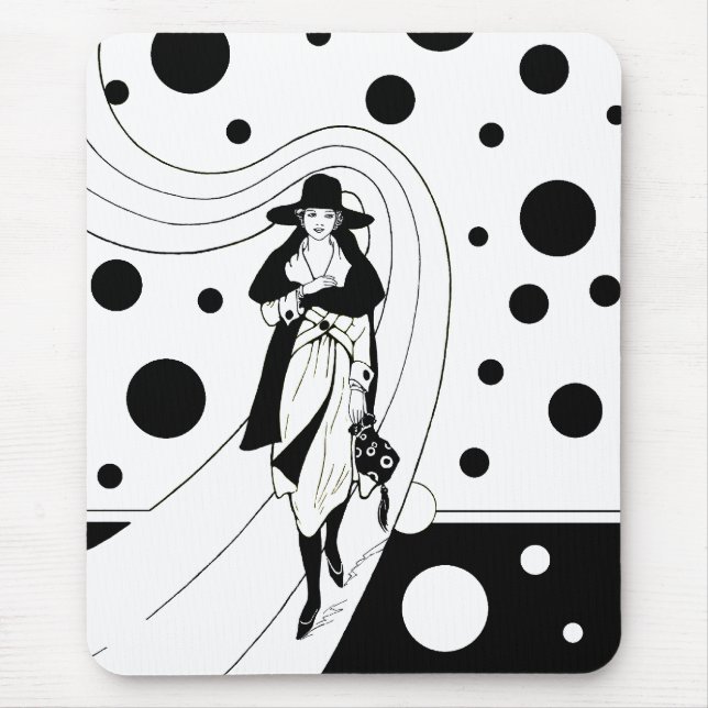 Retro Runway Model, Vintag Art Deco Mode Mousepad (Vorne)