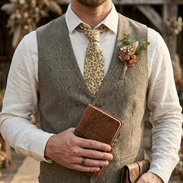 Retro Rustic Floral Olive Green Vine Pattern Krawatte