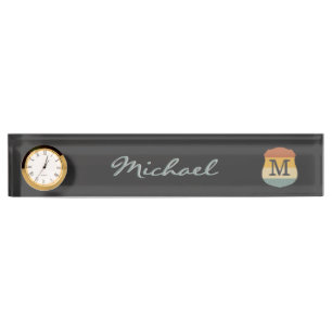 Retro Rustic Multicolor Ombre Name Monogram Namensplakette
