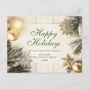 Retro Rustic Weihnachtsschmuck Firmengrüße Feiertagspostkarte