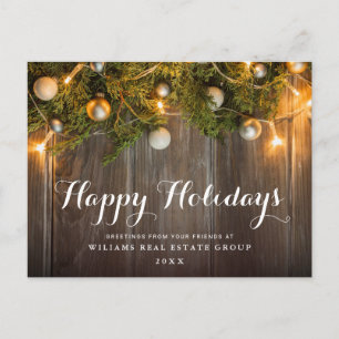 Retro Rustic Weihnachtsschmuck Firmengrüße Postkarte