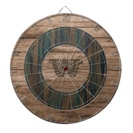 Retro Rustic Wood Personalized Dartboard Dartscheibe