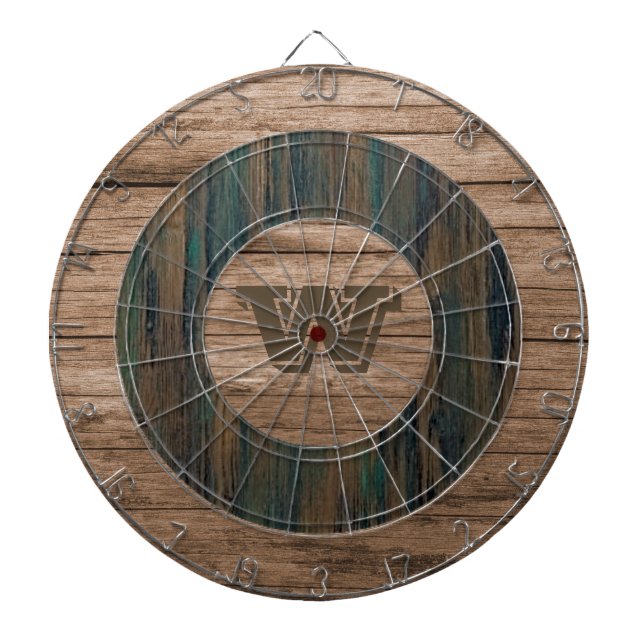 Retro-Rustikal-Holzdartboard mit Personalisierung Dartscheibe (vorne)