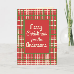 Retro Rustikale Weihnachten Kariert Personalisiert Karte