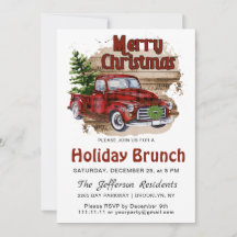 Retro Rustikales Weihnachtsfest Roter Lkw Urlaub B