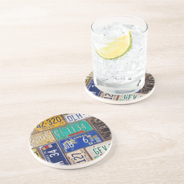 Retro Rusty License Teller Getränkeuntersetzer (Seite)