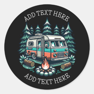 Retro RV Camper Personalisiert Runder Aufkleber