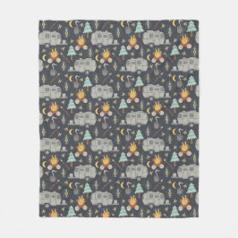 Retro RV Camping Fleece Blanket