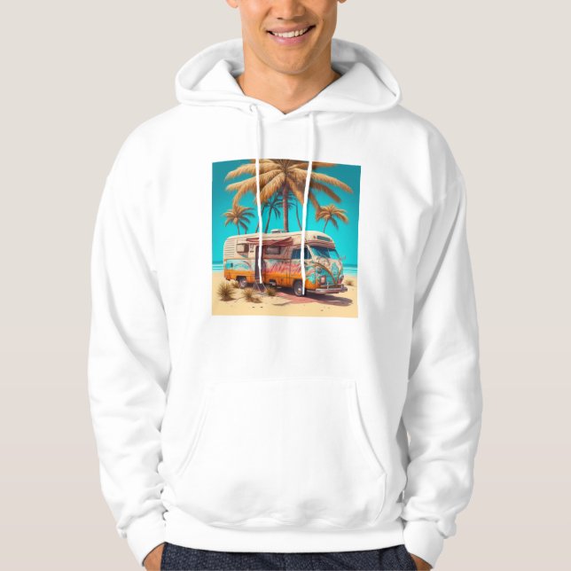 Retro RV und Palmen Hoodie (Vorderseite)