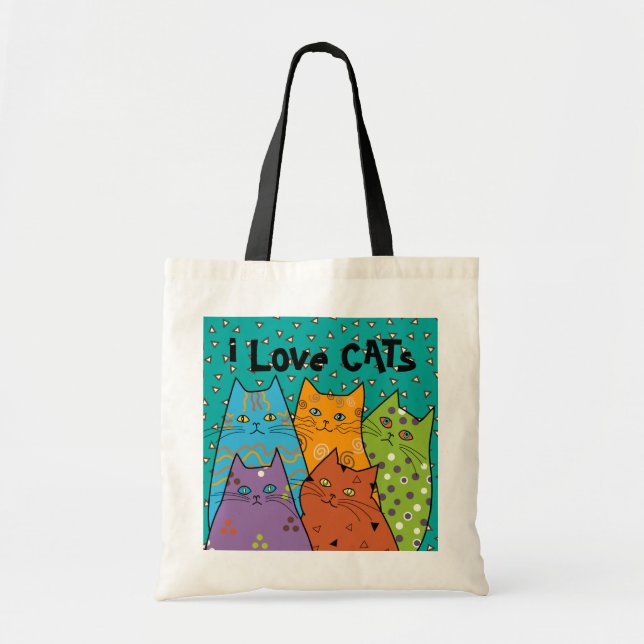 Rétro sac fourre-tout à budget de chats d'amour (Devant)