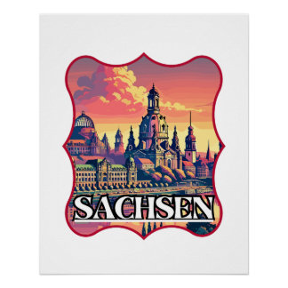 Retro Sachsen Skyline Poster