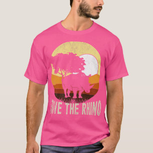 Retro Safari Animal Rettete The Rhino T-Shirt