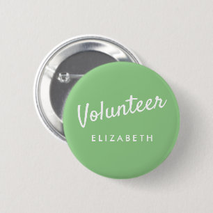 Retro Sage Green Button-back Volunteer Buttons