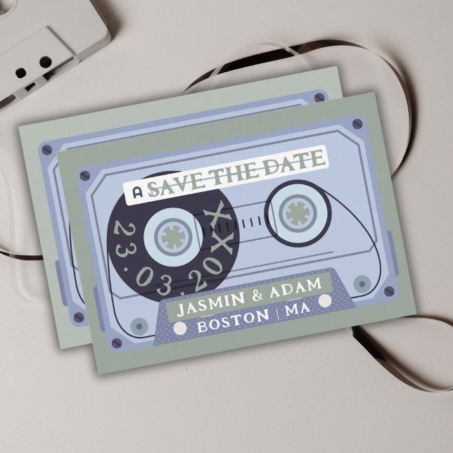 Retro Sage Green Cassette Tape Hochzeit Save The Date (Von Creator hochgeladen)