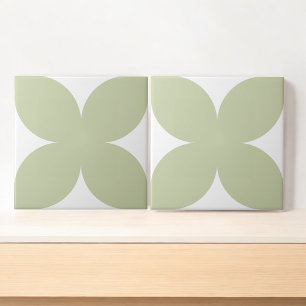 Retro Sage Green Floral Petal Mitte Jahrhundert Mo Fliese