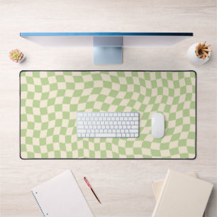 Retro Sage Green Wavy Checkered Muster Schreibtischunterlage