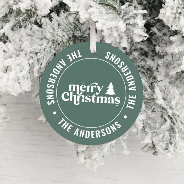 Retro Sage Grüne Weihnachten Moderne Minimal einzi Keramik Ornament (Von Creator hochgeladen)