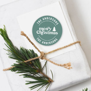 Retro Sage Grüne Weihnachten Moderne Minimal einzi Runder Aufkleber