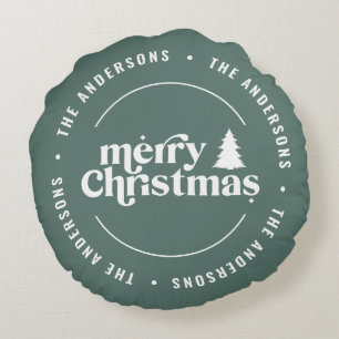 Retro Sage Grüne Weihnachten Moderne Minimal einzi Rundes Kissen