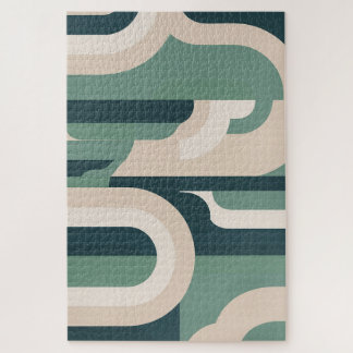 Retro Sage Nebel | Mid-Century-Modern-Puzzle