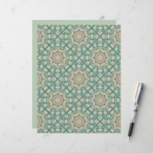 Retro Sage & Sand Verziert Mandala Diamond Tile
