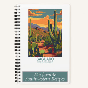 Retro Saguaro Scenic View Rezept Notizbuch