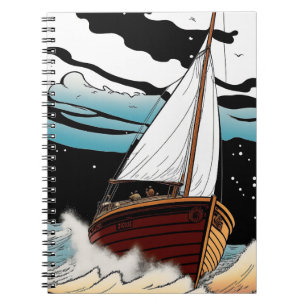 Retro Sailboat Adventure Notebook Notizblock