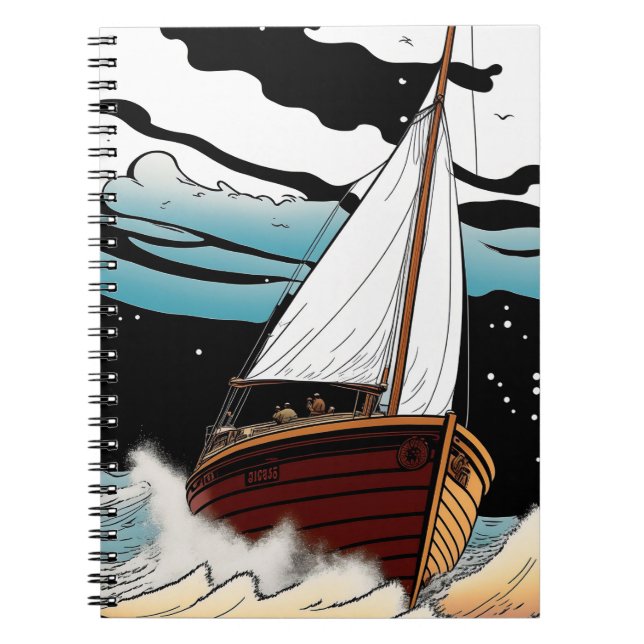 Retro Sailboat Adventure Notebook Notizblock (Vorderseite)