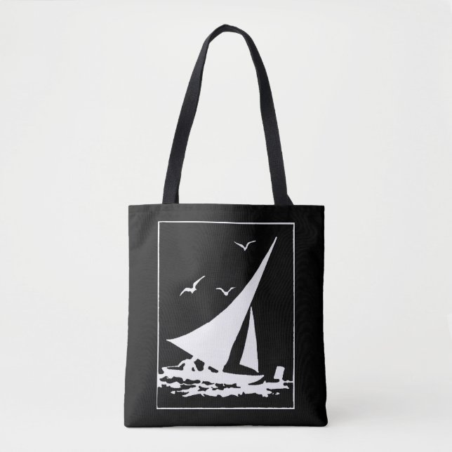 Retro Sailboat-Silhouette Tasche (Vorderseite)