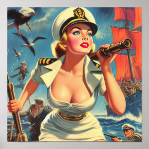 Retro Sailor-Button Poster