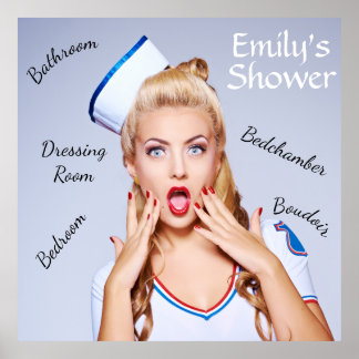 Retro Sailor Girl Poster mit bearbeitbarem Text