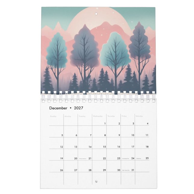 Retro Saisonkalender | Lebhafte Pastelle Kalender (Dez 2027)