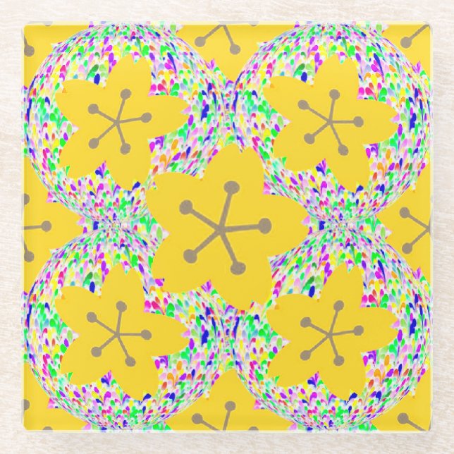 Retro Sakura Glasuntersetzer (Vorderseite)