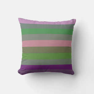 Retro Salbei & Flieder Stumpfer Regenbogenstreifen Kissen
