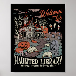 Retro Salem Herzlich Willkommen im Spuk Bibliothek Poster