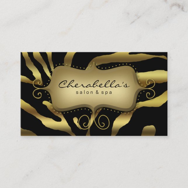Retro Salon Wellness-Center Business Card Zebra Go Visitenkarte (Vorderseite)