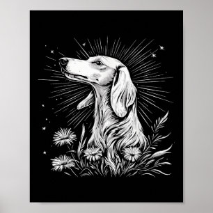 Retro Saluki Dog Lover Tattoo Style Poster