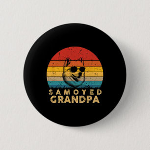 Retro Samoyed Opa Dog Lover Paw Vater Vathers Da Button