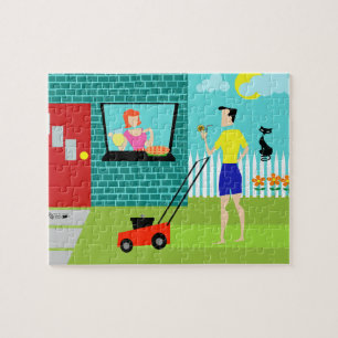 Retro Samstag Morgen Puzzlespiel