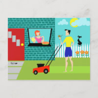 Retro Samstagvormittag Postkarte