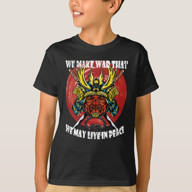 Retro Samurai Helmet - Samurai Zitat zum Frieden T-Shirt (Vorderseite)