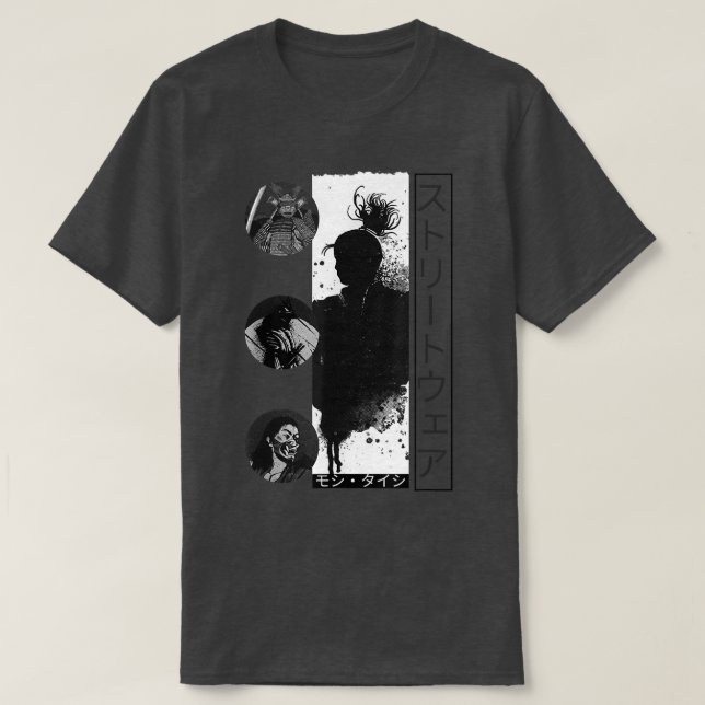 Retro Samurai Krieger bushido Code japanische Schw T-Shirt (Design vorne)
