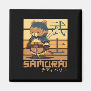 Retro Samurai Teddy Japanisch Kunst Perfekt für An Magnet