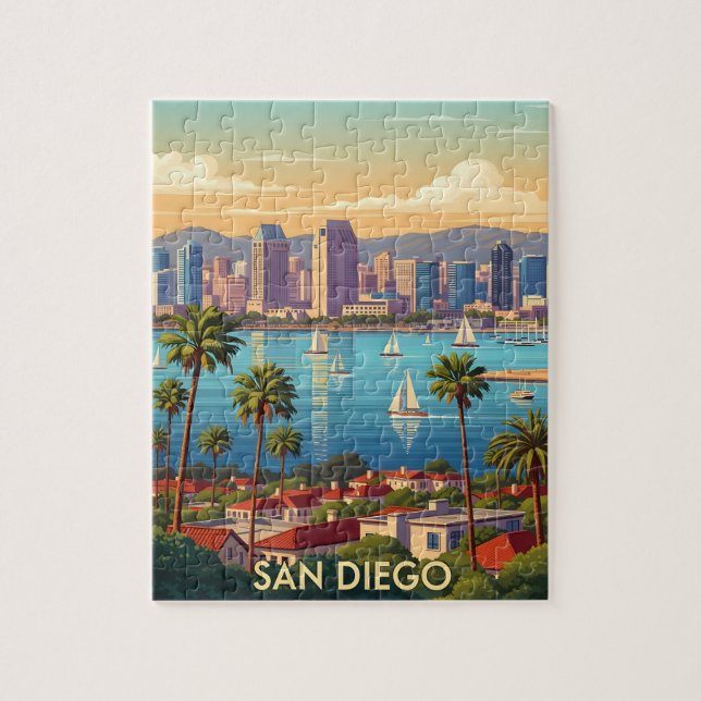 Retro San Diego California Coastal Skyline  (Vertikal)