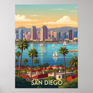 Retro San Diego Kalifornien Küstenhimmel  Poster