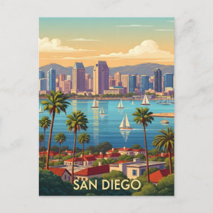 Retro San Diego Kalifornien Küstenhimmel  Postkarte